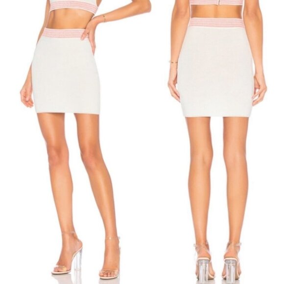 NWT Revolve By The Way Serena Ribbed Knit‎ Skirt White Pink Small New With Tags - Picture 1 of 10